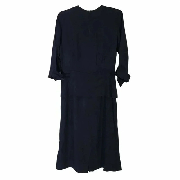 Habern Original 1930s Navy Blue Rayon Church Dress - Picture 7 of 8